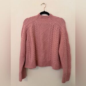 J. Crew Dusty Pink Cable-knit Rollneck Sweater Sz S Supersoft Yarn Mock Neck